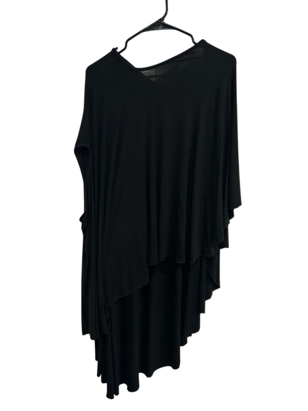Shawl Dawls One Size Black Asymmetrical Layered Poncho Dress Minimalist Cozycore